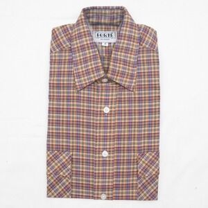 Vtg Deadstock 70s Forte Thin‎ Plaid Button Shirt Men's Size S Western Cowboy NOS